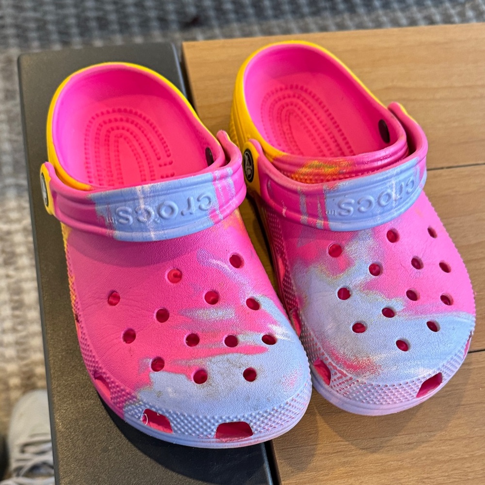 CROCS Kids Vibrant Pink and Yellow Clogs
